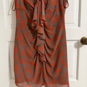 Gianni Bini Women's Orange and Gray Mini Dress in size 10 Ruffled Front
